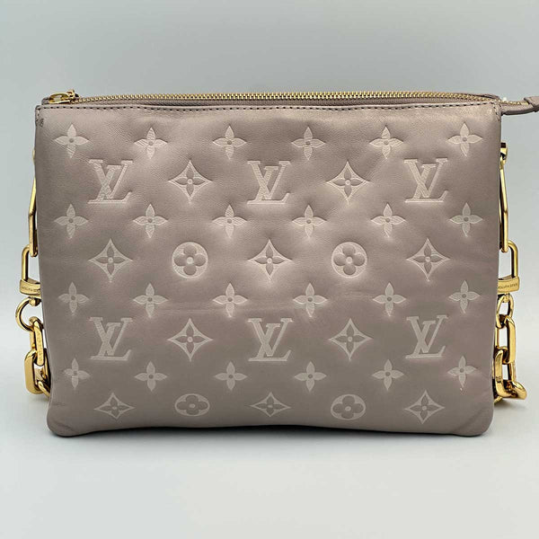 Louis Vuitton Coussin PM Monogram Embossed Shoulder Bag Grey