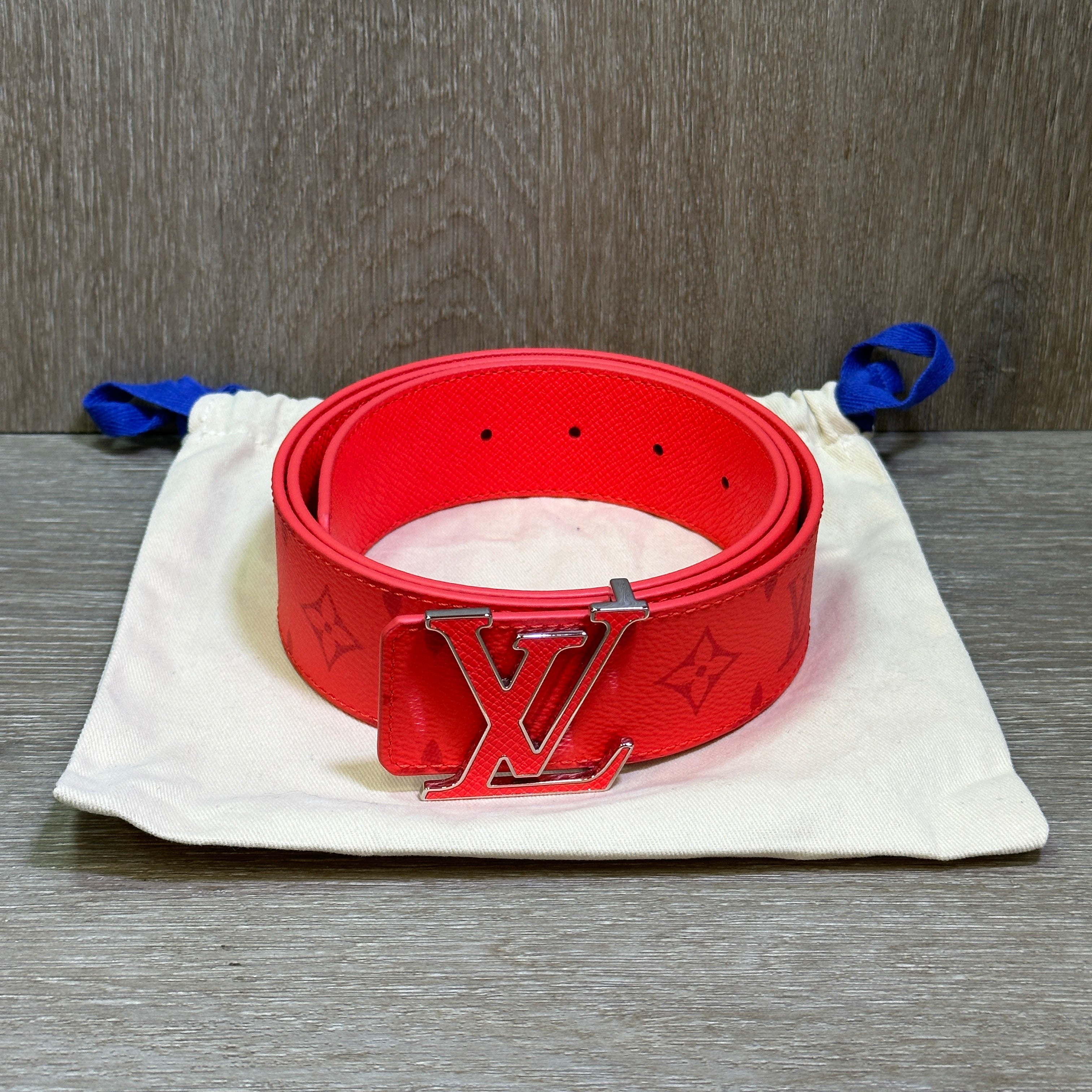 Louis Vuitton LV Initials Belt Red Monogram Reversible Size 38