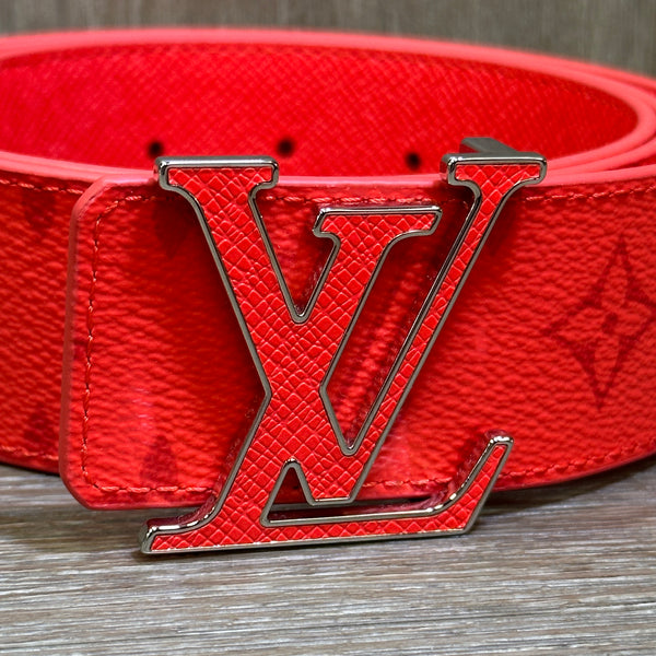 Louis Vuitton LV Initials Belt Red Monogram Reversible - Size 38