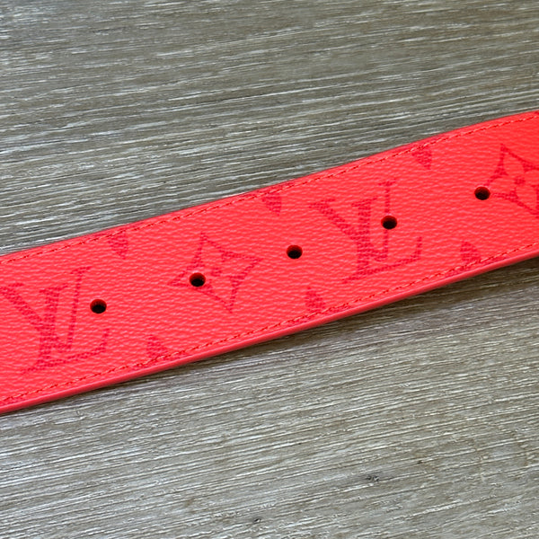 Louis Vuitton LV Initials Belt Red Monogram Reversible - Size 38