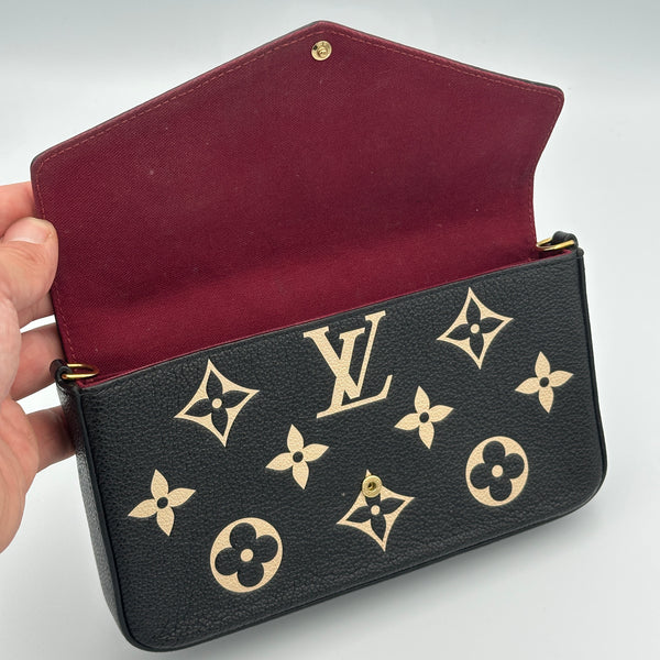 Louis Vuitton Pochette Félicie - Monogram Empriente Leather -Black / Beige
