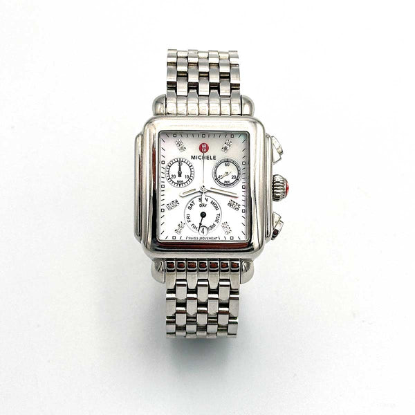 Michele Deco Diamond Stainless Steel Watch - Chicago Pawners & Jewelers