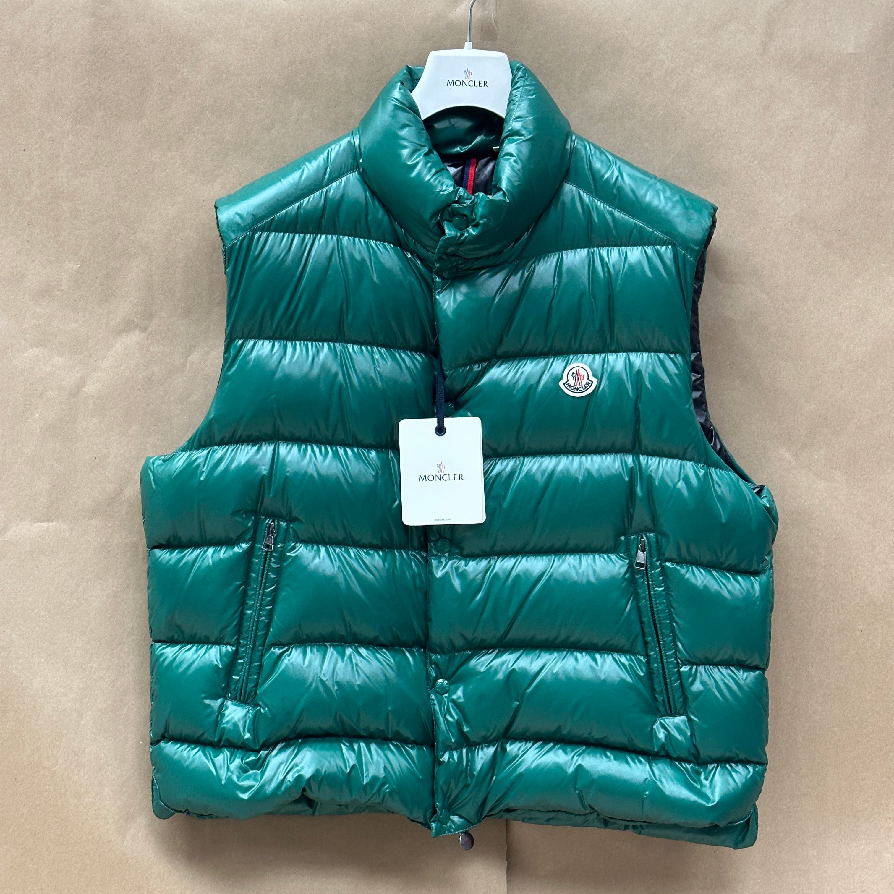 Moncler Ghany Quilted Glossed-Shell Down Vest Green Size