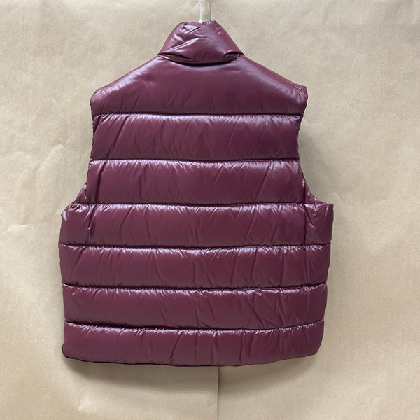 Moncler Ghany Quilted Glossed-Shell Down Vest Maroon - Size 7