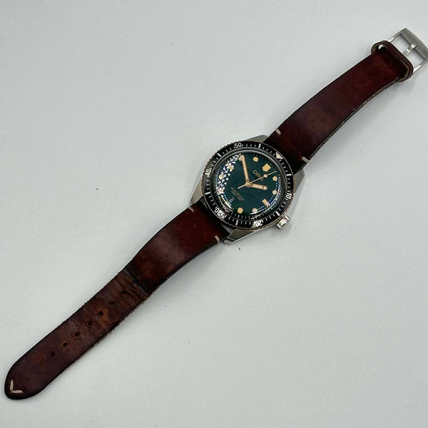 Oris Divers Sixty-Five Green Dial - Brown Leather Strap