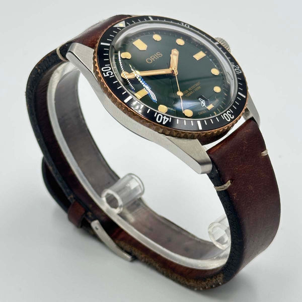 Oris Divers Sixty-Five Green Dial - Brown Leather Strap