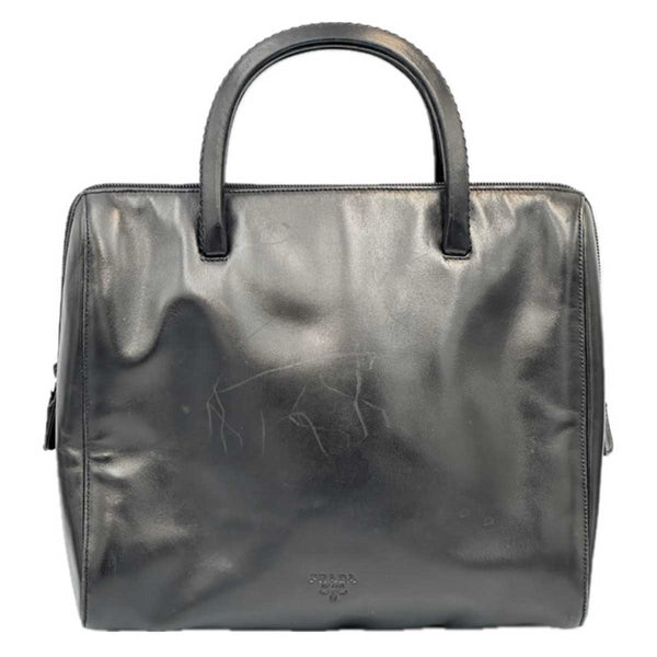 Prada Black Leather Top Handle Bag