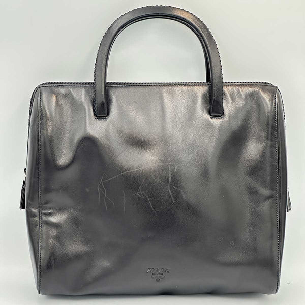 Prada Black Leather Top Handle Bag