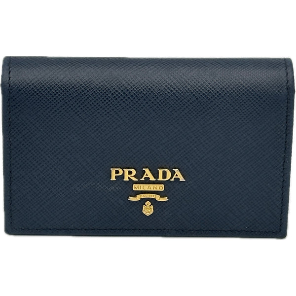 Prada Saffiano Leather Card Holder - Blue