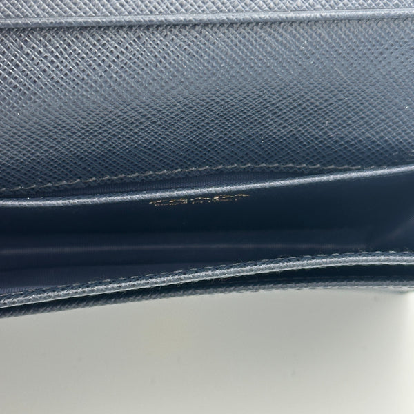 Prada Saffiano Leather Card Holder - Blue