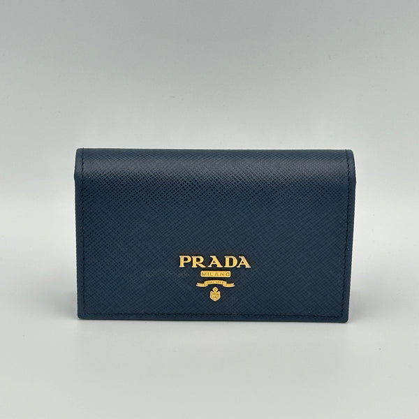 Prada Saffiano Leather Card Holder - Blue