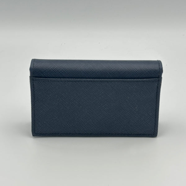 Prada Saffiano Leather Card Holder - Blue