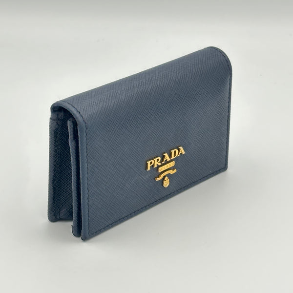 Prada Saffiano Leather Card Holder - Blue