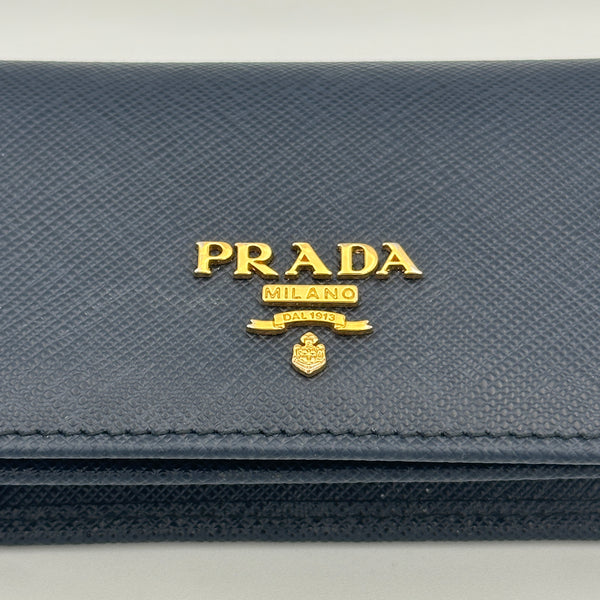 Prada Saffiano Leather Card Holder - Blue