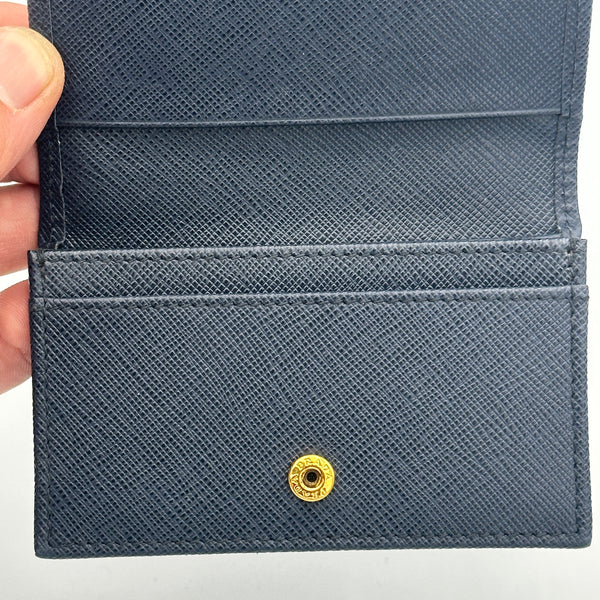 Prada Saffiano Leather Card Holder - Blue