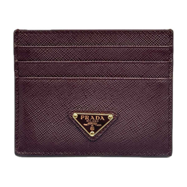 Prada Saffiano Leather Card Holder - Burgundy