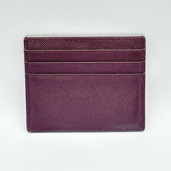 Prada Saffiano Leather Card Holder - Burgundy