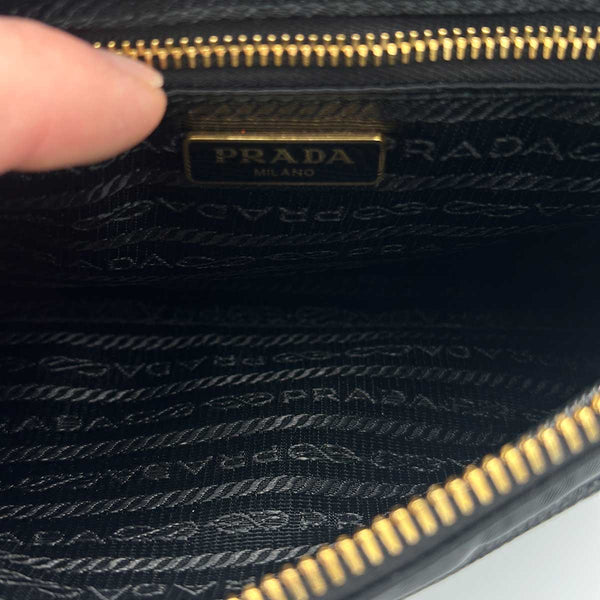 Prada Tessuto Saffiano Chain Crossbody Bag - Black Nylon