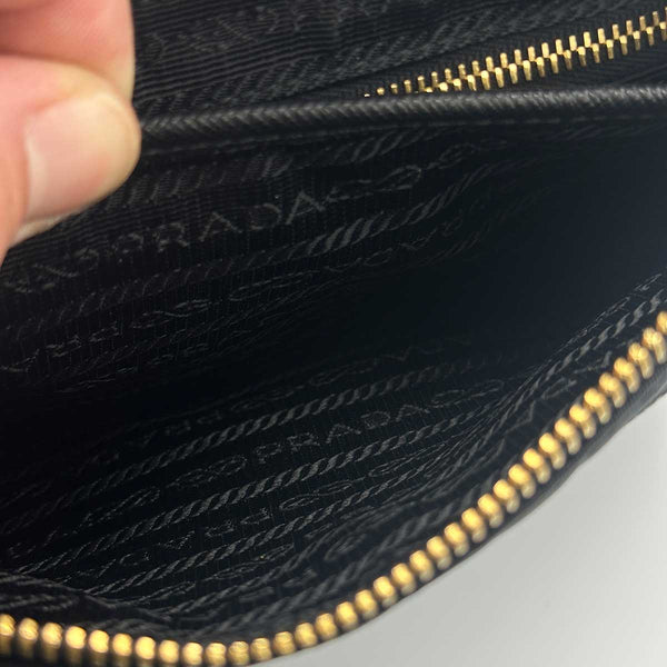 Prada Tessuto Saffiano Chain Crossbody Bag - Black Nylon