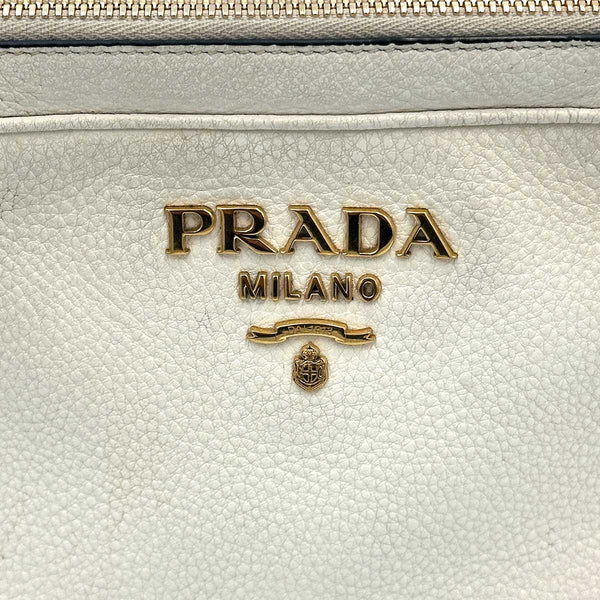 Prada Vitello Daino Double Zip Crossbody Bag - White