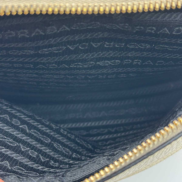Prada Vitello Daino Double Zip Crossbody Bag - White