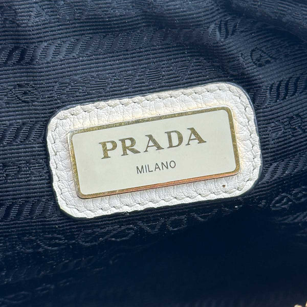 Prada Vitello Daino Double Zip Crossbody Bag - White