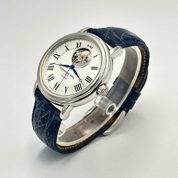 Raymond Weil Maestro Silver Dial Mens Watch - Blue leather strap