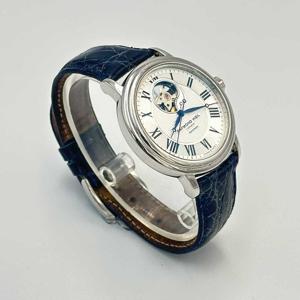 Raymond Weil Maestro Silver Dial Mens Watch - Blue leather strap