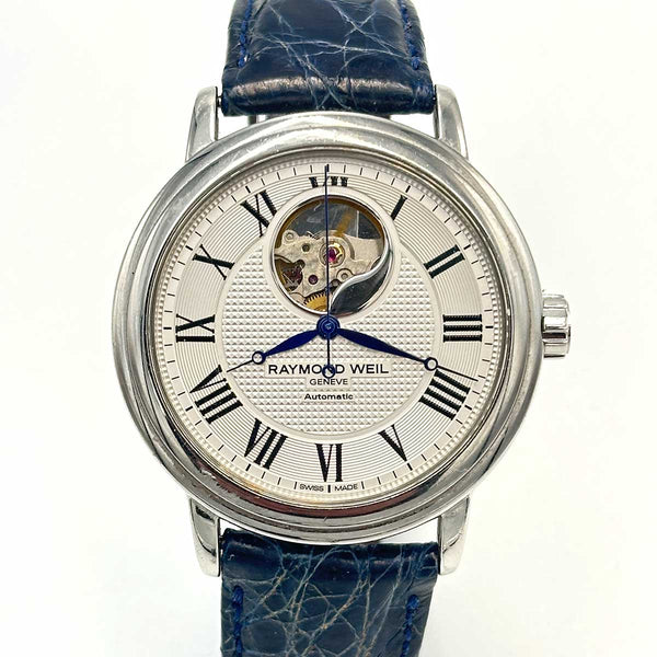 Raymond Weil Maestro Silver Dial Mens Watch - Blue leather strap