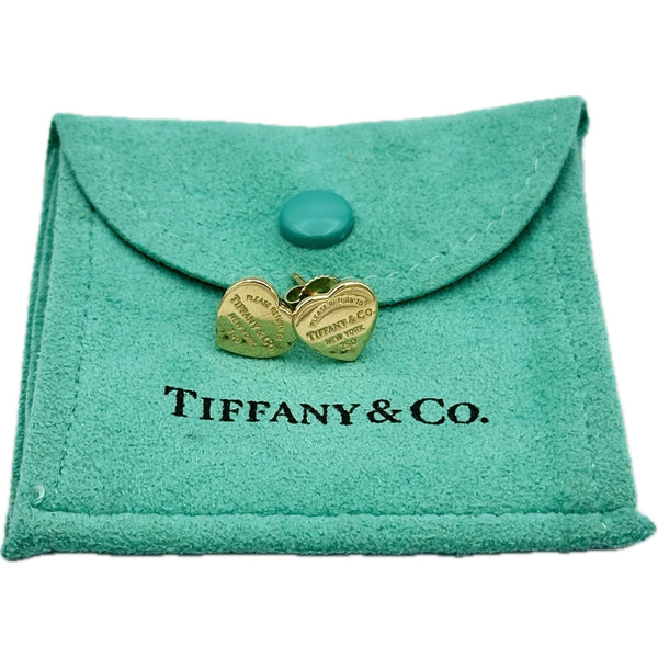 Return to Tiffany Heart Tag Stud Earrings in Yellow Gold
