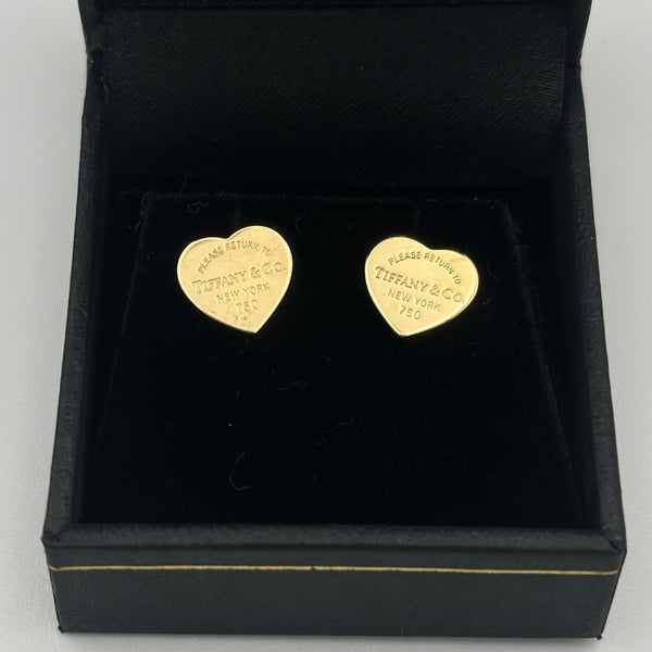 Return to Tiffany Heart Tag Stud Earrings in Yellow Gold
