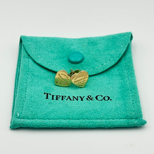 Return to Tiffany Heart Tag Stud Earrings in Yellow Gold