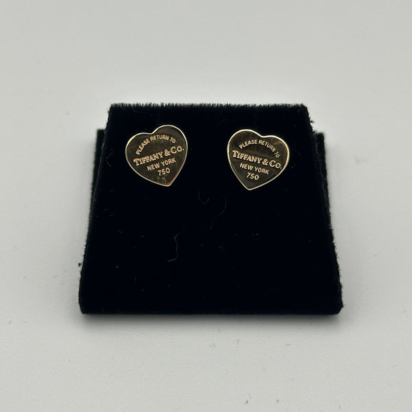 Return to Tiffany Heart Tag Stud Earrings in Yellow Gold