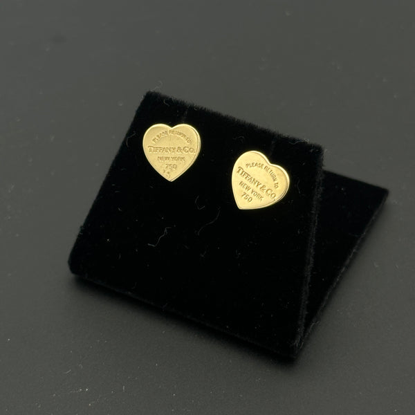 Return to Tiffany Heart Tag Stud Earrings in Yellow Gold