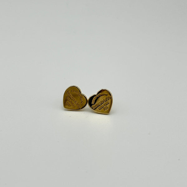 Return to Tiffany Heart Tag Stud Earrings in Yellow Gold