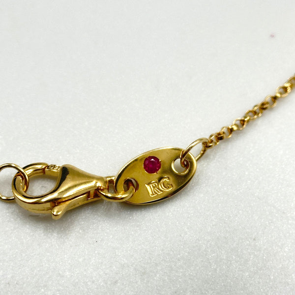 Roberto Coin Petite Venetian Princess Diamond and Satin Finish Flower Necklace - Classic Size - 18K Yellow Gold