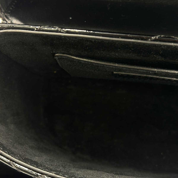 Saint Laurent June Bag in Quilted Black Patent Leather