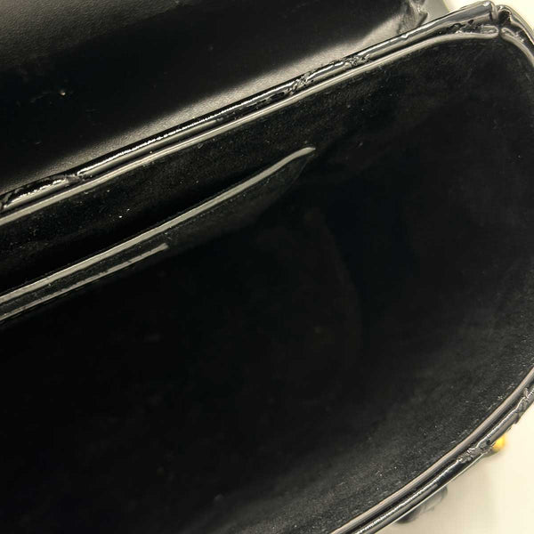 Saint Laurent June Bag in Quilted Black Patent Leather