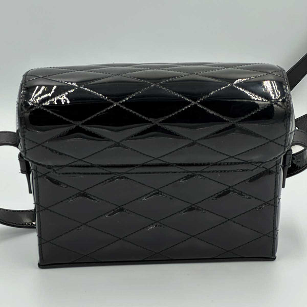 Saint Laurent June Bag in Quilted Black Patent Leather