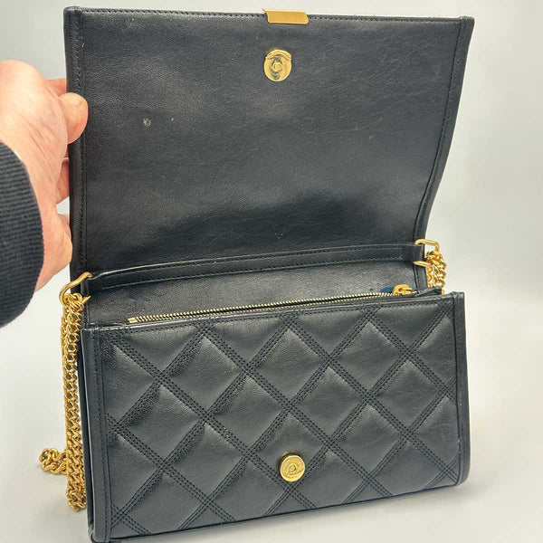 Saint Laurent Becky Chain Wallet in Quilted Lambskin - Black
