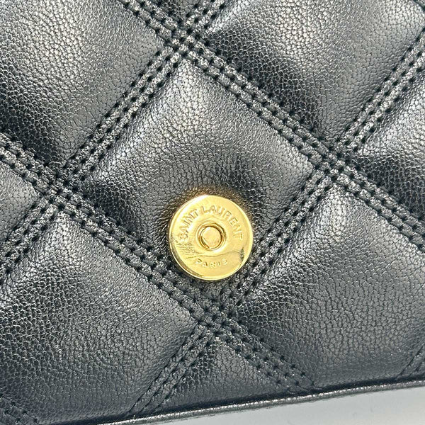Saint Laurent Becky Chain Wallet in Quilted Lambskin - Black