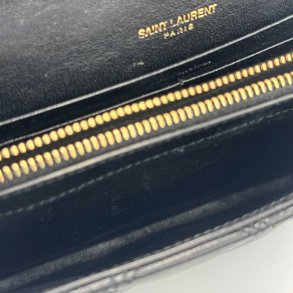 Saint Laurent Becky Chain Wallet in Quilted Lambskin - Black
