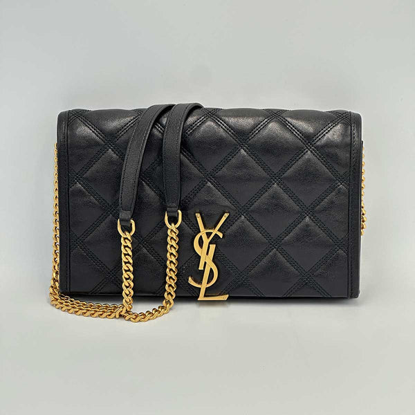 Saint Laurent Becky Chain Wallet in Quilted Lambskin - Black