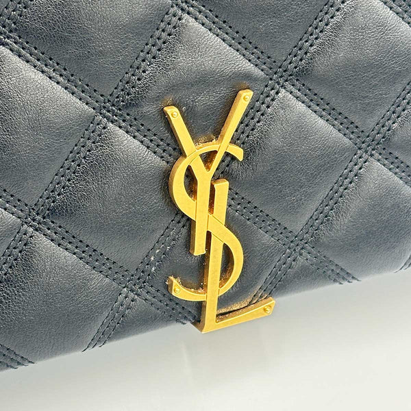 Saint Laurent Becky Chain Wallet in Quilted Lambskin - Black