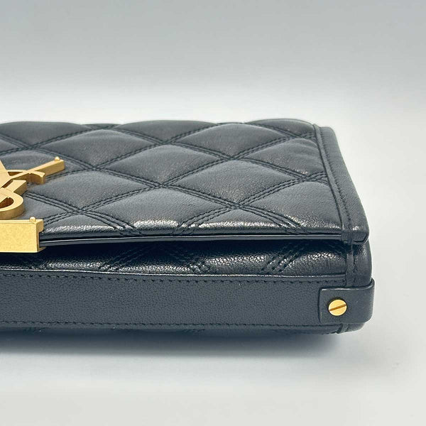 Saint Laurent Becky Chain Wallet in Quilted Lambskin - Black