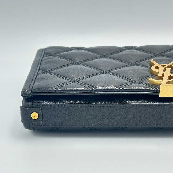 Saint Laurent Becky Chain Wallet in Quilted Lambskin - Black