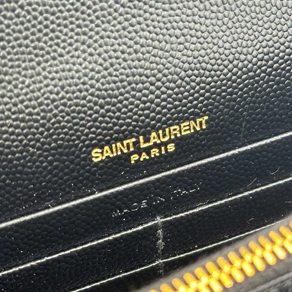 Saint Laurent Cassandre Envelope Chain Wallet in Grain De Poudre Leather