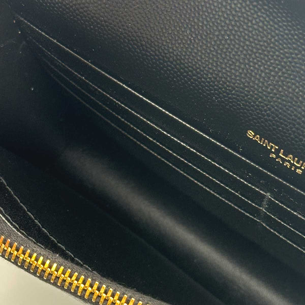 Saint Laurent Cassandre Envelope Chain Wallet in Grain De Poudre Leather