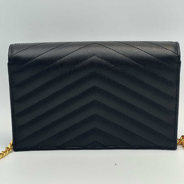 Saint Laurent Cassandre Envelope Chain Wallet in Grain De Poudre Leather
