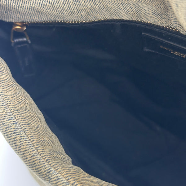 Saint Laurent Denim Quilted Medium Loulou Puffer Monogram Chain Satchel Azur
